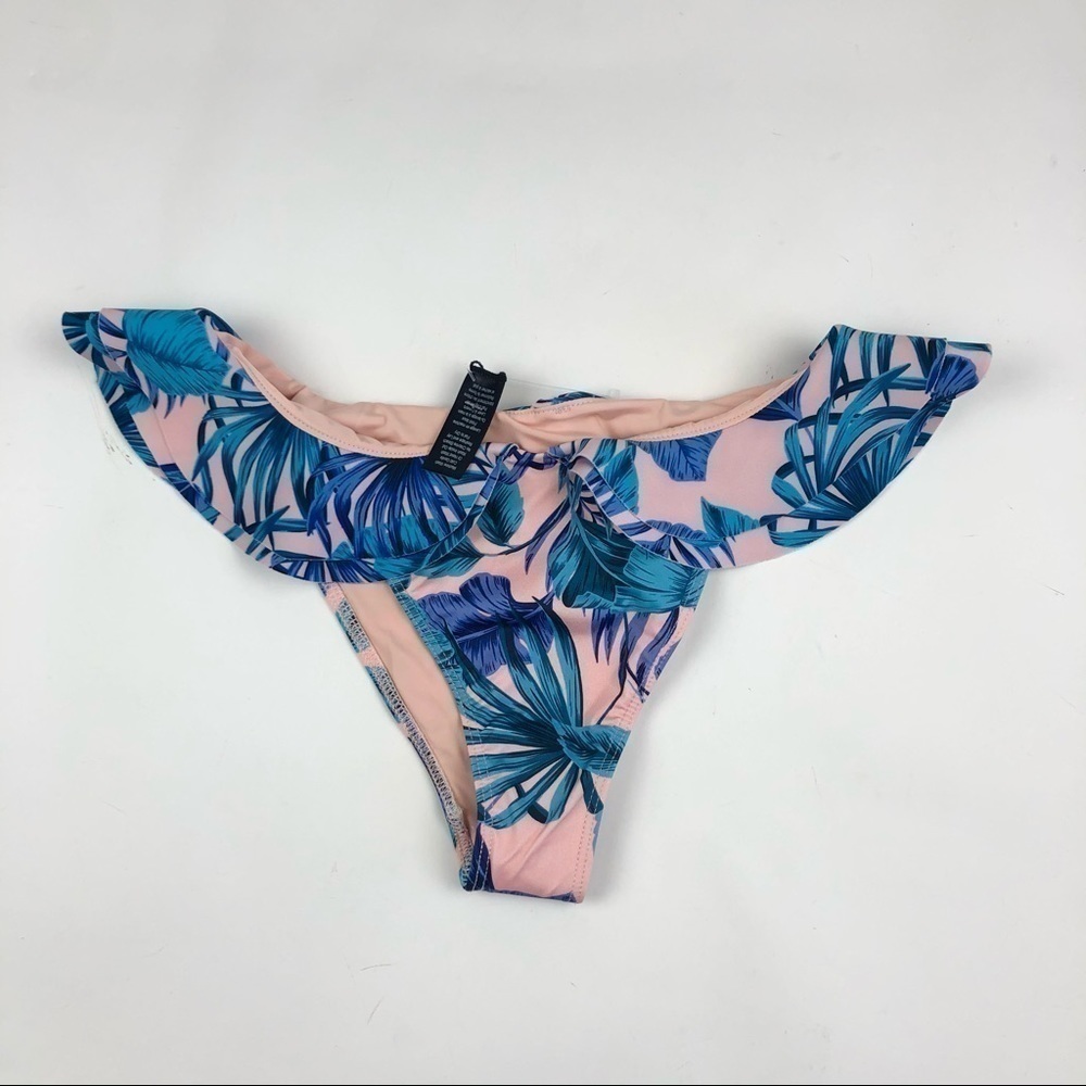 New Beach Riot Chloe Bikini Bottom Small Floral Ruffled - Picture 2 of 7